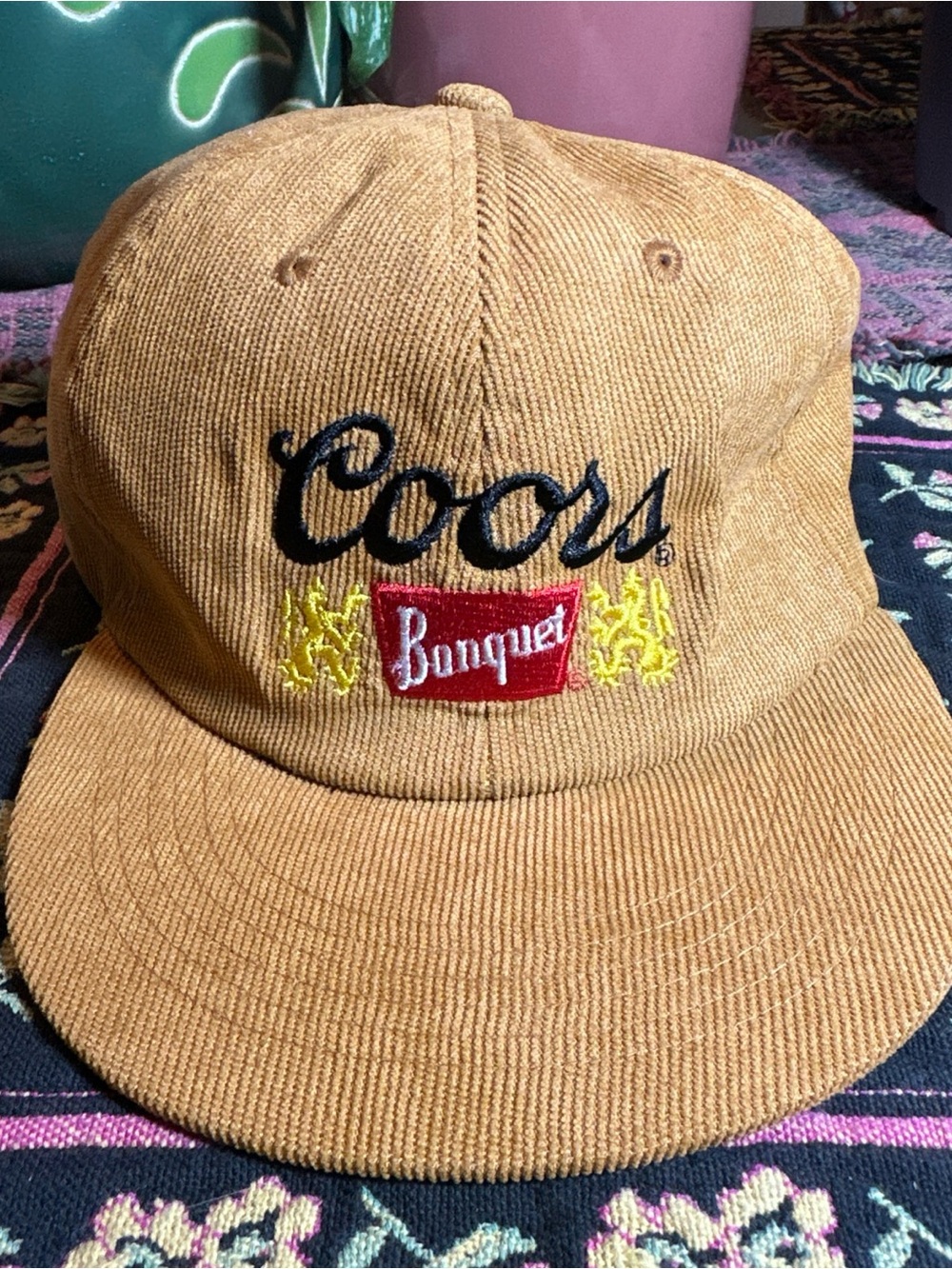 Coors Banquet Beer Hat Adult Corduroy Snap Back Cap Adjustable